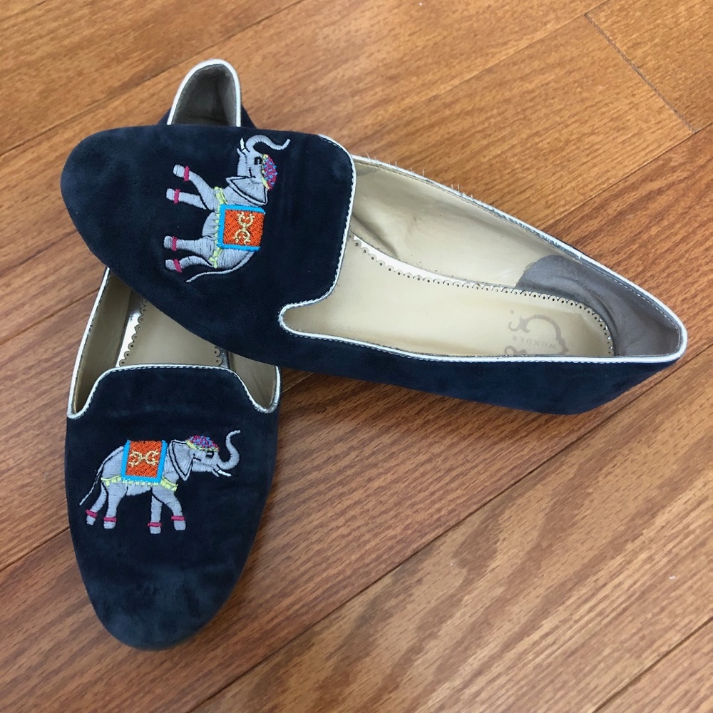 C WONDER BLUE SUEDE ELEPHANT SMOKING SLIPPERS